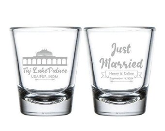 Custom Wedding Favors, Personalized Wedding Shot Glasses, Custom Wedding Venue Illustration Shot Glass Favor, Custom Shot Glass Favors (220)