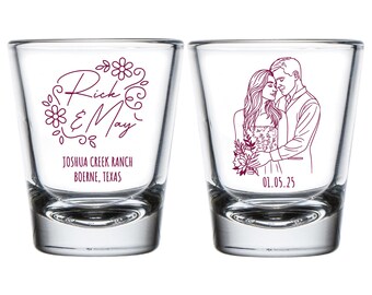 Customized Shot Glass Favors, Personalized Shot Glass Favors, Custom Shot Glass Favors, Portrait Shot Glass Favor, Custom Shot Glasses (428)