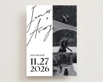 Black White Save The Date, Editorial Wedding Magnet, Modern Save Date Magnet, Photo Wedding Magnet, Custom Magnet, Luxury Wedding Magnet (3)