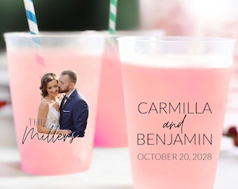 Personalized Full Color Wedding Frosted Cups, Custom Wedding Photo Frosted Cup Favors, Customized Full Color Photo Frosted Cups Favors (409)