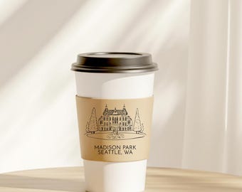 Wedding Venue Coffee Cup Sleeve Favors, Personalized Venue Wedding Coffee Cup Sleeve Favor, Customized Wedding Coffee Cup Sleeve Favor (419)