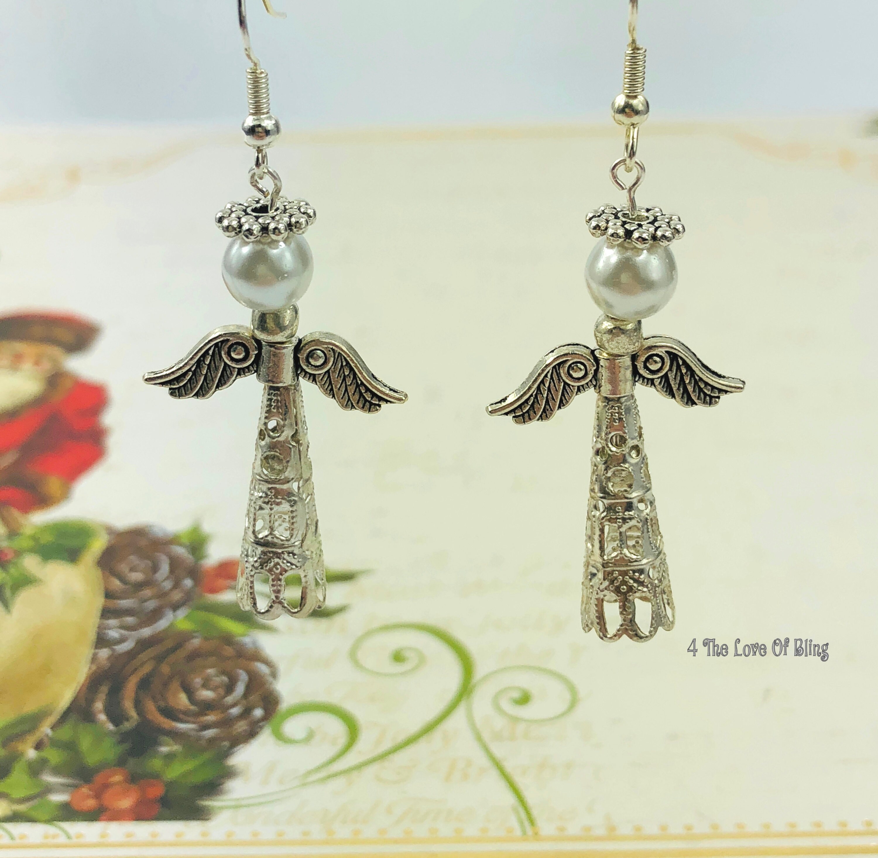 Silver Christmas Angel Earrings - Etsy