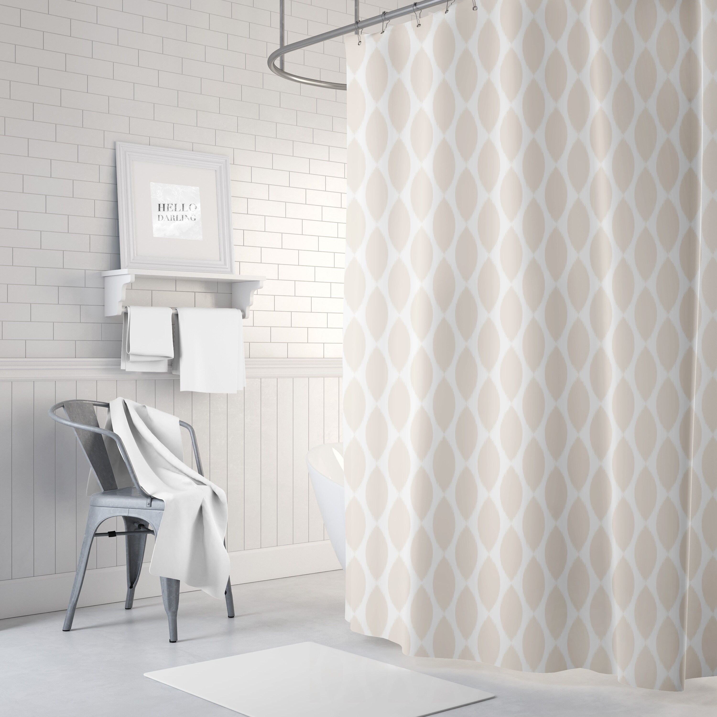 Beige douchegordijn Ikat Bad gordijn neutrale badkamer Home Etsy