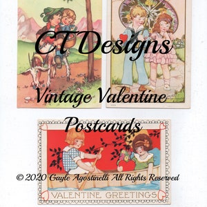 Vintage Valentine Postcards Digital Download