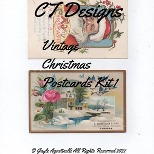 Vintage Weihnachts Postkarten Kit 1 - Digital Download