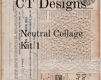 Vintage Neutral Collage Kit 1 Digital Download