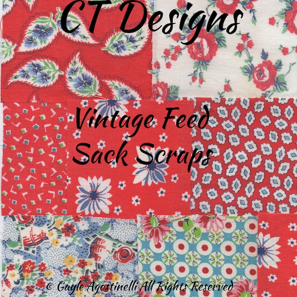 Vintage Feed Sack Scraps Kit Digital Download