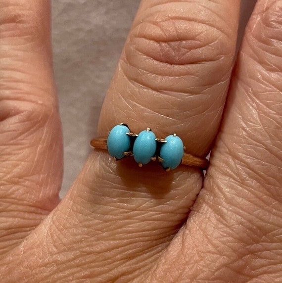 Victorian Three Turquoise Stacking Ring (same siz… - image 6