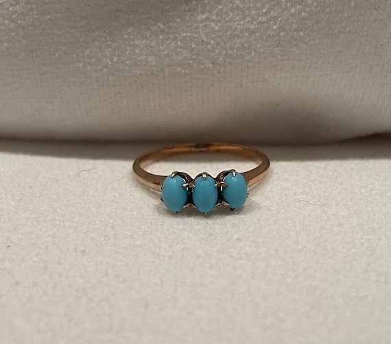 Victorian Three Turquoise Stacking Ring (same siz… - image 2