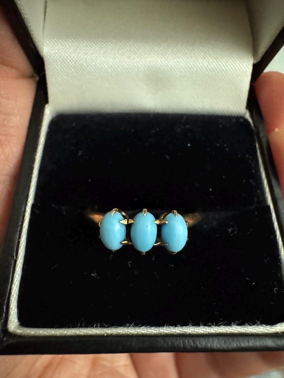Victorian Three Turquoise Stacking Ring (same siz… - image 1