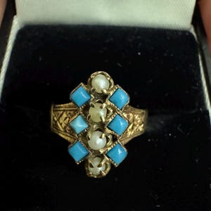 Victorian Turquoise and Seed Pearl Ring