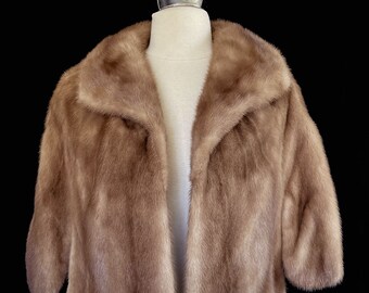 Brown Mink Fur Stole, Real Vintage Bridal Cape, Autumn Haze Bolero Jacket, Winter Wedding Shawl, Rustic Bridesmaid Coat Gift, Great Gatsby