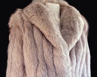 Norwegian FOX Fur Coat, Brown Real Vintage Bridal Bolero Jacket, Pink Plum Rose Winter Wedding Stole, Apres Ski Gift, Hollywood Diva Gatsby