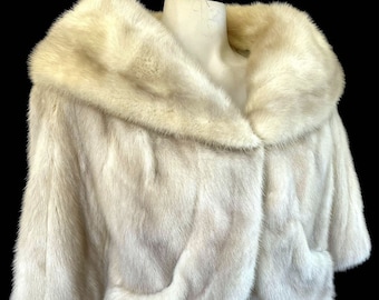 Blonde MINK Fur Bolero Jacket , Tourmaline Real Vintage Coat , Winter Wedding Cape , Great Gatsby Party , Boho Bridal Stole , Beige Shawl