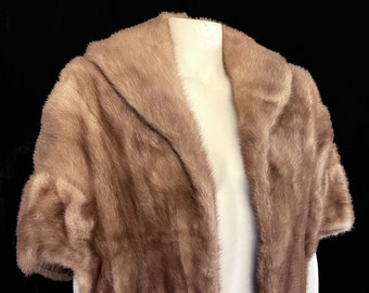 Brown MINK Fur Stole, Autumn Haze Real Vintage Cape, Winter Wedding Shawl, Bridesmaid Bolero Jacket Coat Gift, Rustic Bridal Capelet