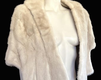 Beige MINK Fur Cape, Champagne Real Vintage Shawl, Blonde Bridal Bolero Jacket, Winter Wedding Stole, Rustic Bridesmaid Gift for Her, Small