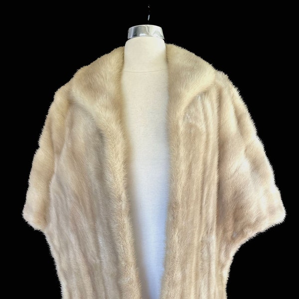 Beige NERZ Pelz-Stola, Echtes Vintage Vintage Wrap, Braunes Braut Cape, Winter Hochzeit Schal, Rustikale Bolero Jacke, Mantel, Brautjungfer Geschenk, Large