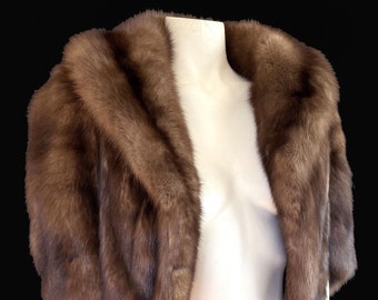 Brown SABLE Fur Bolero Jacket Cape, Russian Barguzin Real Vintage Coat, Luxury Bridal Mink Winter Wedding Stole, Mother of the Bride Gift