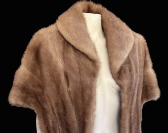 Brown MINK Fur Stole, Winter Wedding Shawl, Autumn Haze Real Vintage Cape, Rustic Bridal Capelet, Bridesmaid Bolero Jacket Coat Gift