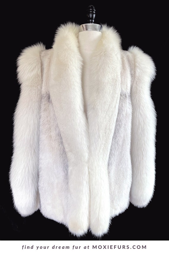 Arctic FOX & Cross Mink Fur Coat, Ivory Blush Real