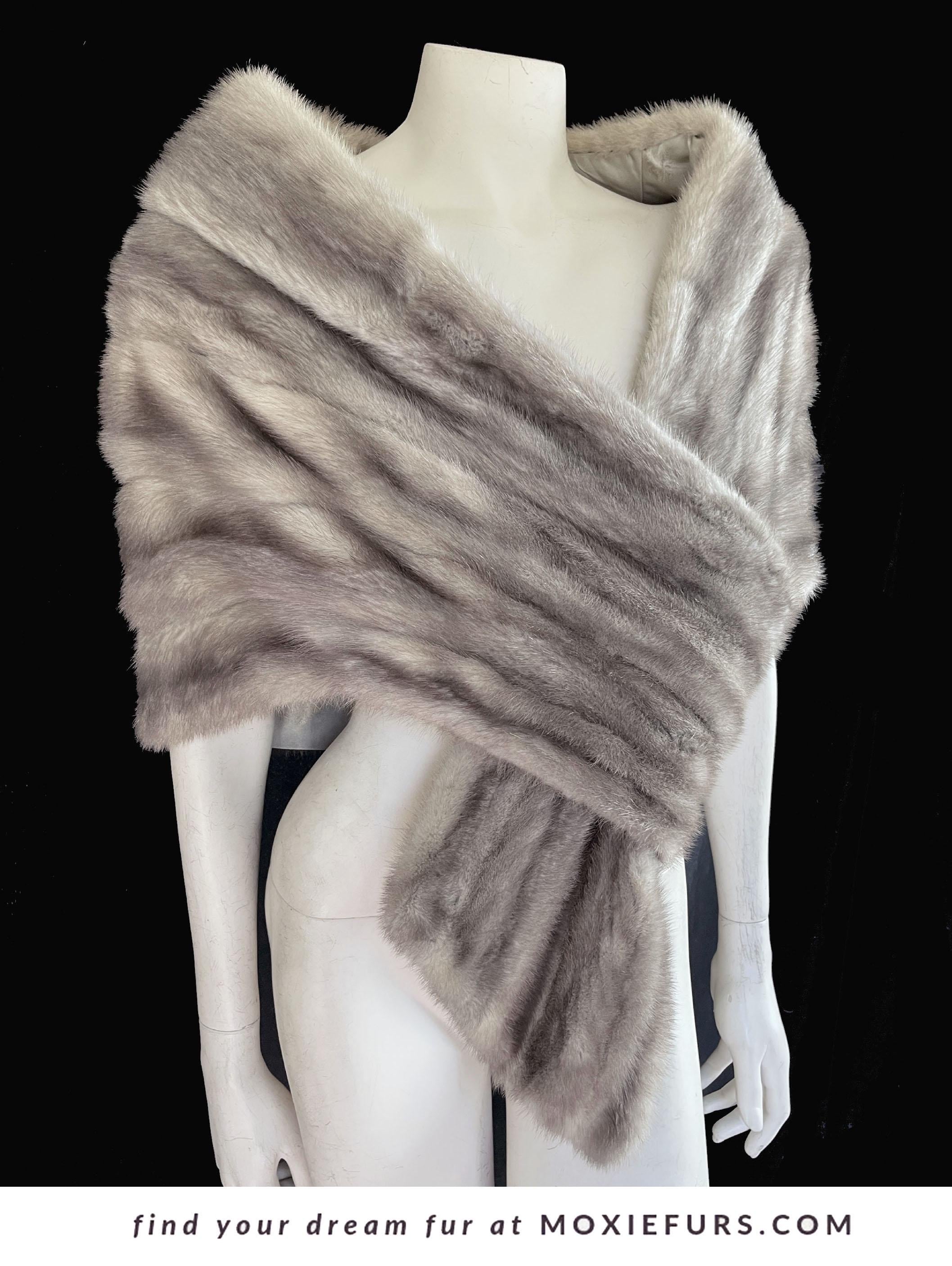 Grey Fur Stole - Etsy Silk & Sable Gray Faux Fur Wrap Stole 100\