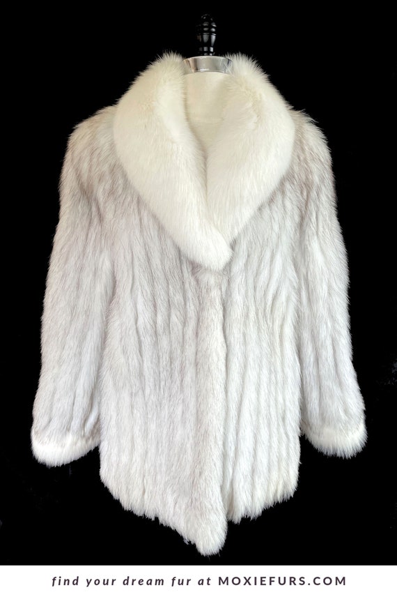 SAGA Norwegian & Arctic FOX Fur Coat, Ivory White… - image 5