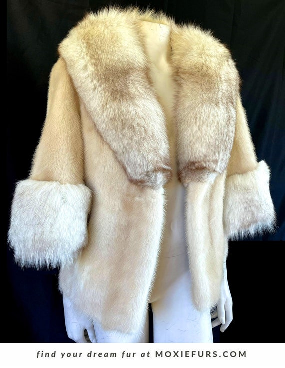 Blonde MINK & Norwegian FOX Fur Stole , Bridal Bo… - image 3