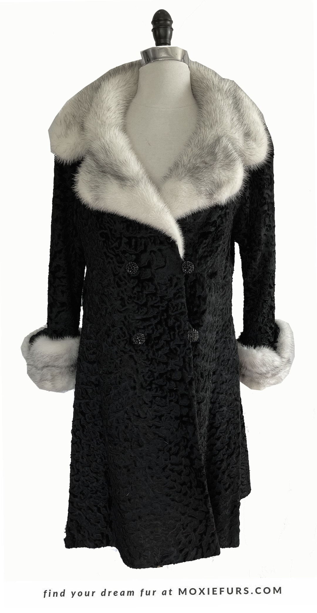 Cross MINK & Broadtail Fur Coat, Retro Bolero Jacket, Swakara Karakul