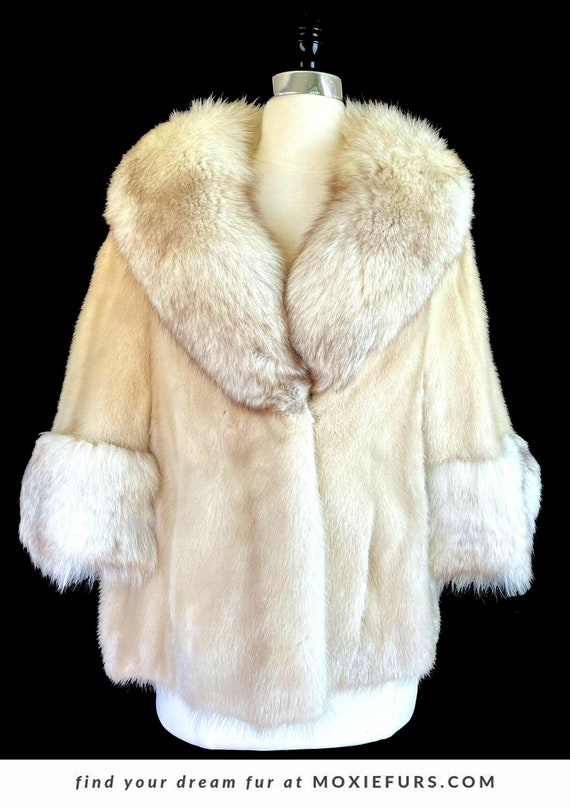 Blonde MINK & Norwegian FOX Fur Stole , Bridal Bo… - image 1