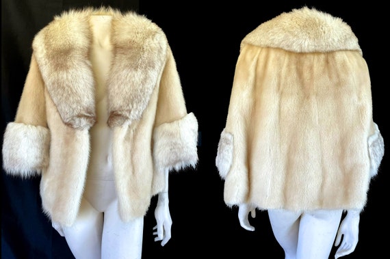 Blonde MINK & Norwegian FOX Fur Stole , Bridal Bo… - image 2