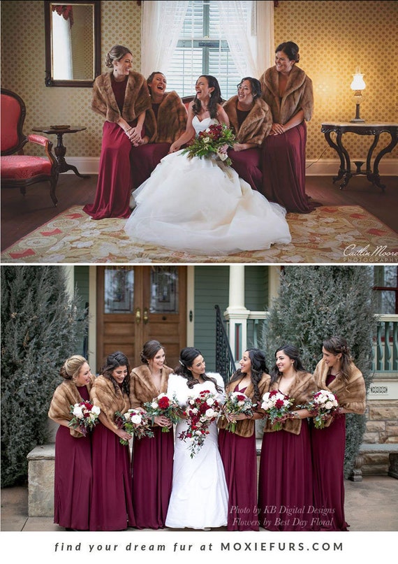 fur stoles for bridesmaids