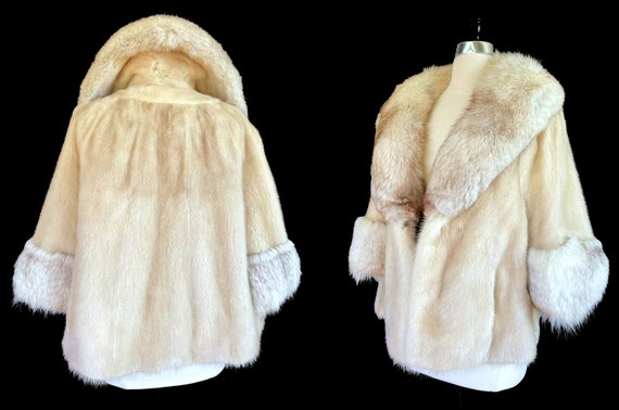 Blonde MINK & Norwegian FOX Fur Stole , Bridal Bo… - image 4