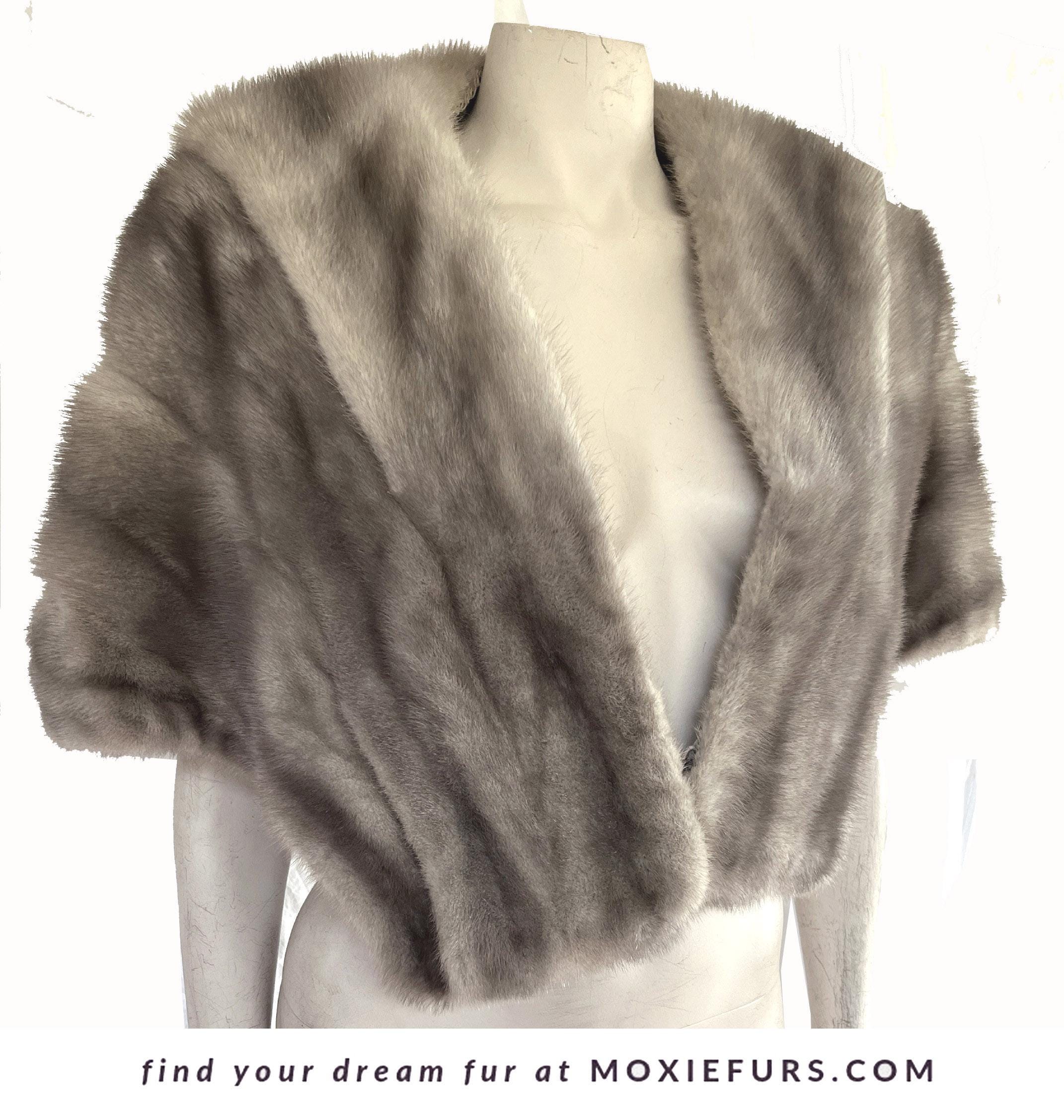Vintage Cerulean MINK Fur Stole, Silver Winter Wedding Coat