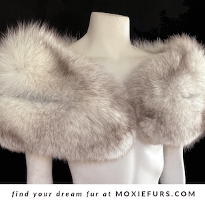 Norwegian FOX Fur Stole, Vintage Winter Wedding Cape, Ivory Brown Bridal Shawl, Bridesmaid Bolero Jacket Coat, Mother of the Bride Gift