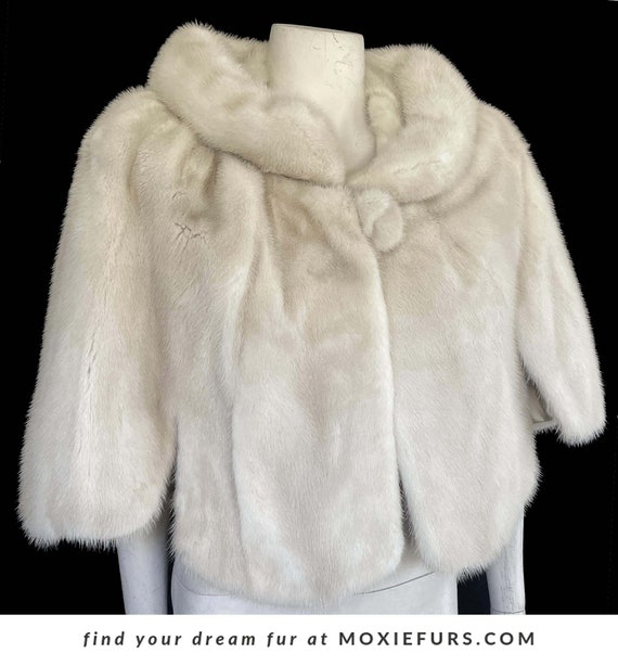 Beige MINK Fur Shawl, Blonde Real Fur Cape, Champ… - image 1