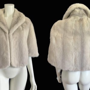 Cerulean MINK Fur Cape, Sapphire Silver Real Vintage Wrap, Azurene Winter Wedding Stole, Rustic Bridal Shawl Gift, Great Gatsby Party, Large image 8