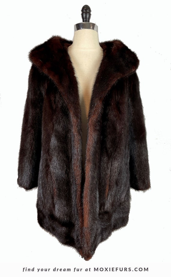 Brown MINK Fur Coat, Mahogany Real Vintage Jacket… - image 5