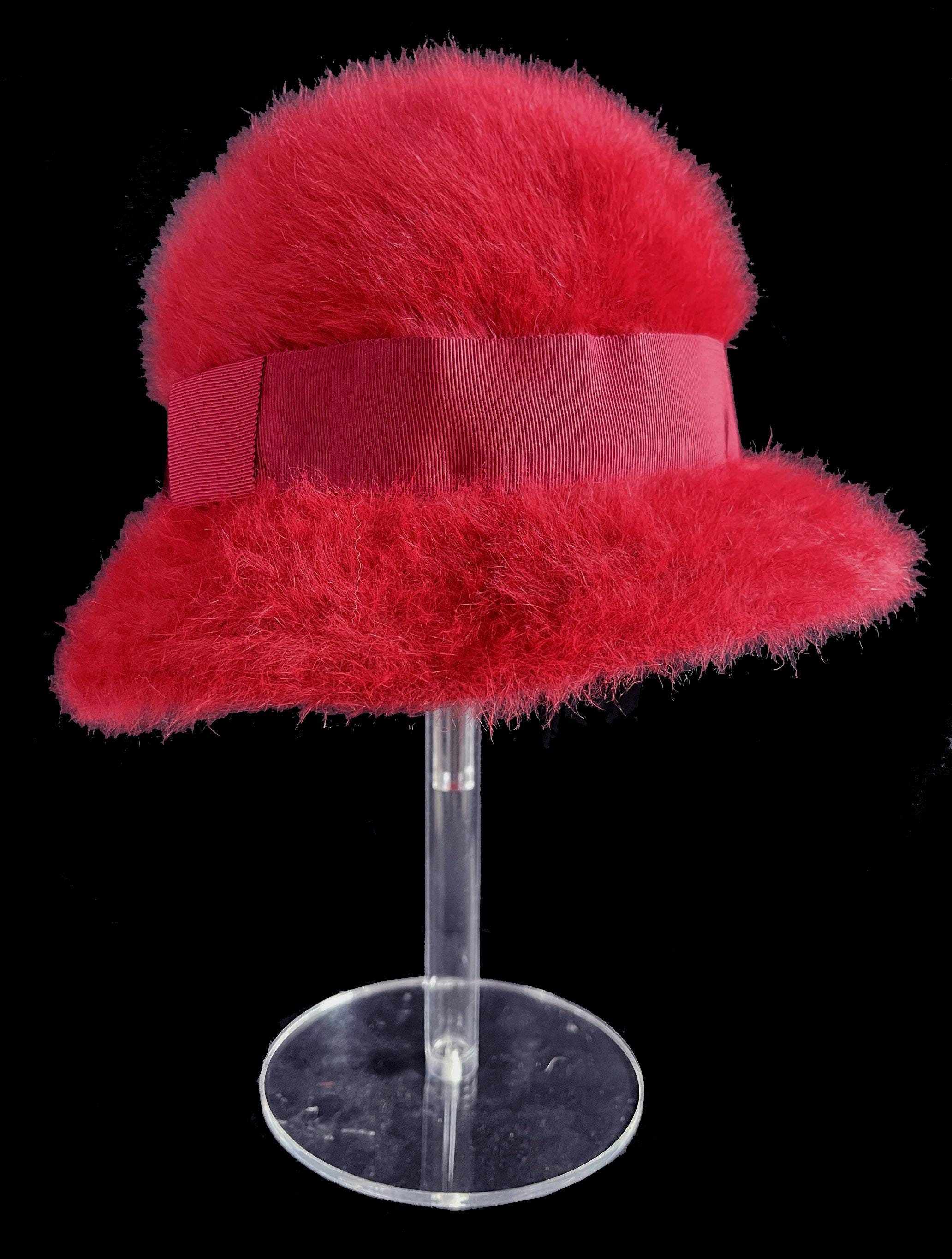 KANGOL Angora Fur Hat, Burgundy Real Vintage Women