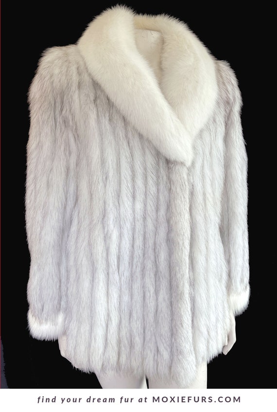 SAGA Norwegian & Arctic FOX Fur Coat, Ivory White… - image 1