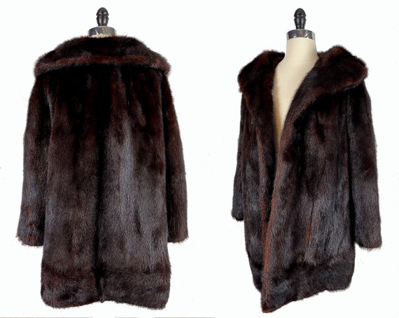 Brown MINK Fur Coat, Mahogany Real Vintage Jacket… - image 6
