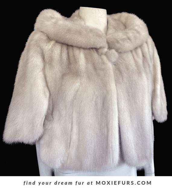 Beige MINK Fur Shawl, Champagne Vintage Bridal Bo… - image 1