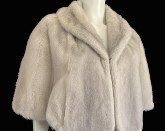 Cerulean MINK Fur Cape, Sapphire Silver Real Vintage Wrap, Azurene Winter Wedding Stole, Rustic Bridal Shawl Gift, Great Gatsby Party, Large