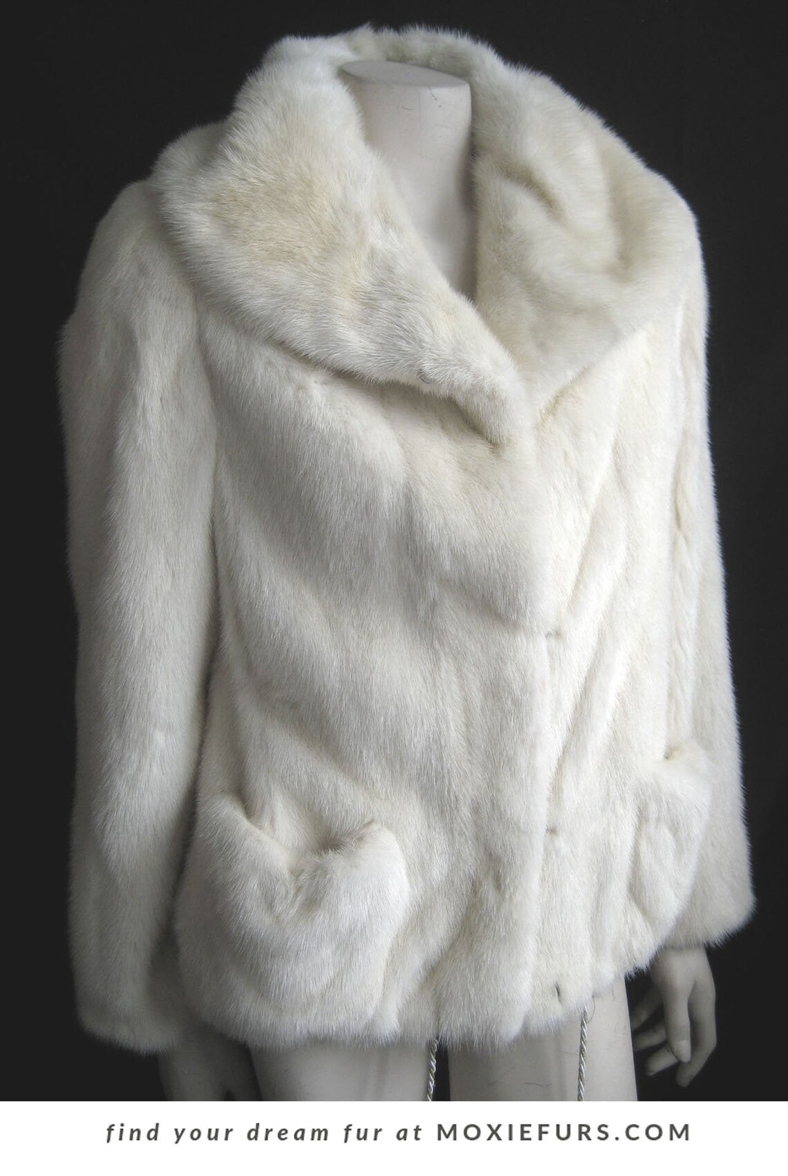 White MINK Fur Coat Cream Real Mink Fur Jacket Bridal | Etsy