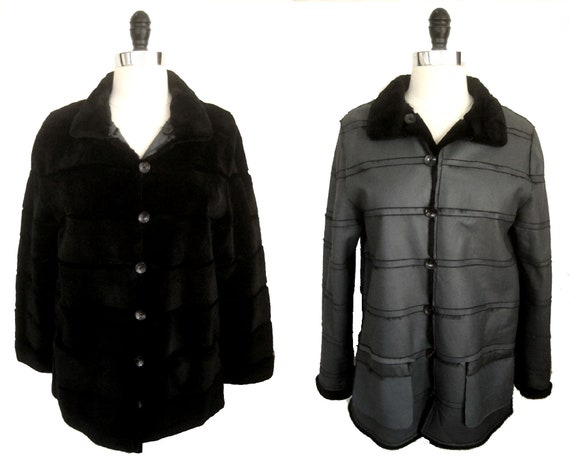 Anne Dee Goldin Reversible MINK Fur Leather Black… - image 1