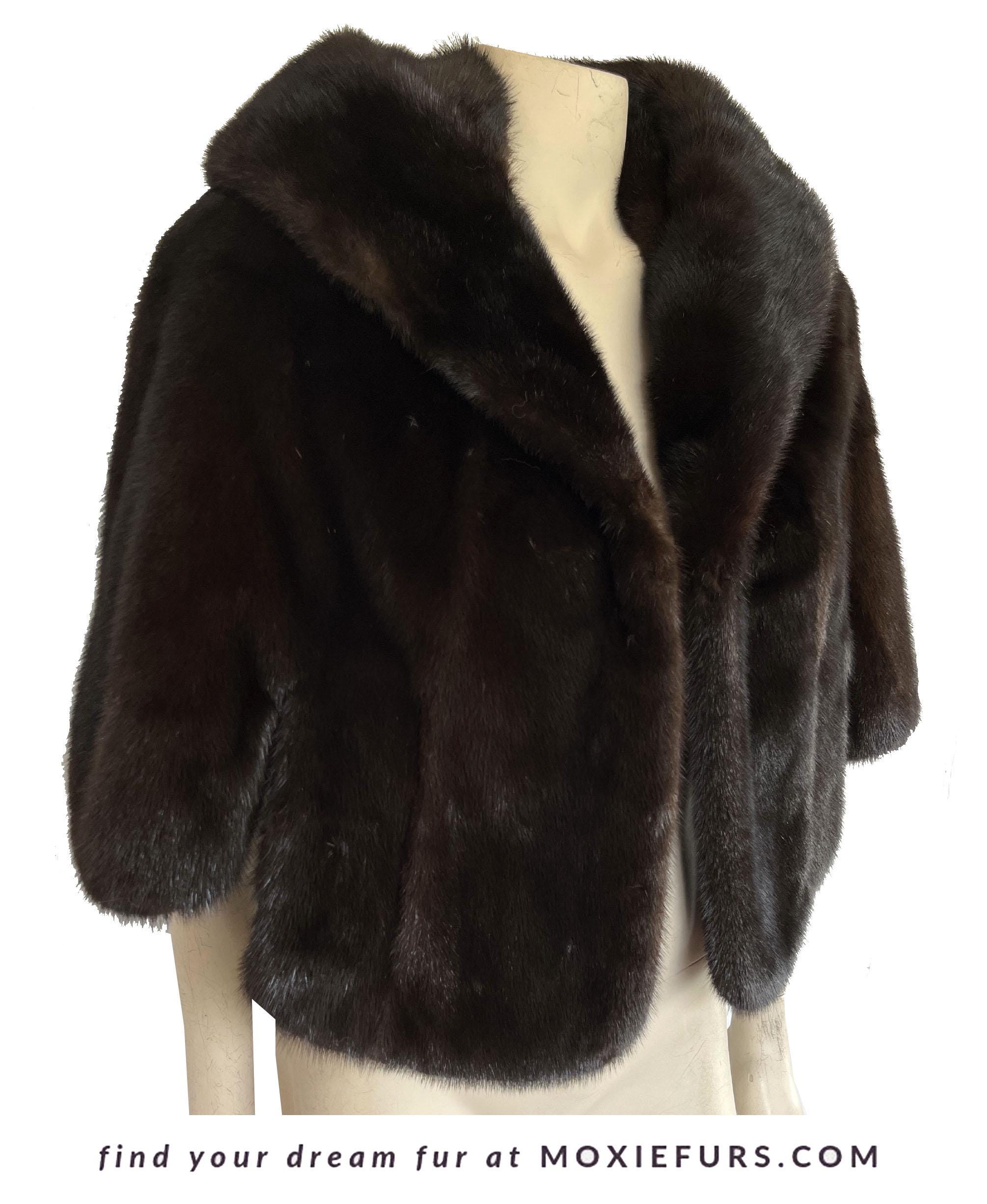 Brown MINK Fur Cape, Mahogany Ranch Real Vintage Stole, Winter Wedding Gift, Bridal Bolero Jacket Coat, Mother of the Bride Shawl Bridesmaid