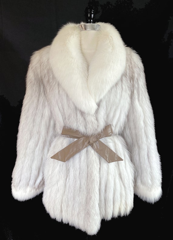 SAGA Norwegian & Arctic FOX Fur Coat, Ivory White… - image 7