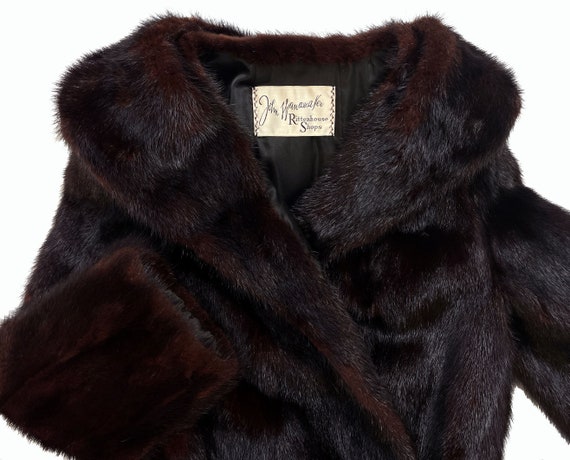 Brown MINK Fur Coat, Mahogany Real Vintage Jacket… - image 4