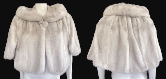 Beige MINK Fur Shawl, Champagne Vintage Bridal Bo… - image 2