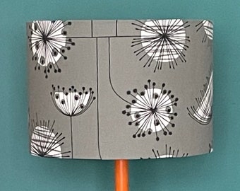 GREY DANDELION Lampshade, Grey Floral Lampshade, Grey Table Lamp, Grey Ceiling Light, Mid-century Modern Lamp, Retro Lampshade, Grey Lamp