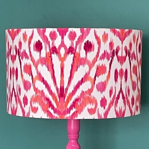 RED PINK SHIBORI Lampshade, Ikat Lampshade, Aztec Design, Red Lampshade, Red Bedside Lamp, Red Table Lamp, Bright Home Decor